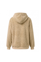 Women's Plush Long-Sleeve Drawstring Hoodie with Pet Pouch