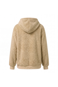Women's Plush Long-Sleeve Drawstring Hoodie with Pet Pouch