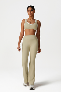 Women High-Waisted Bootcut Butt-Lifting Yoga Set: Sports Bra + Flared Pants