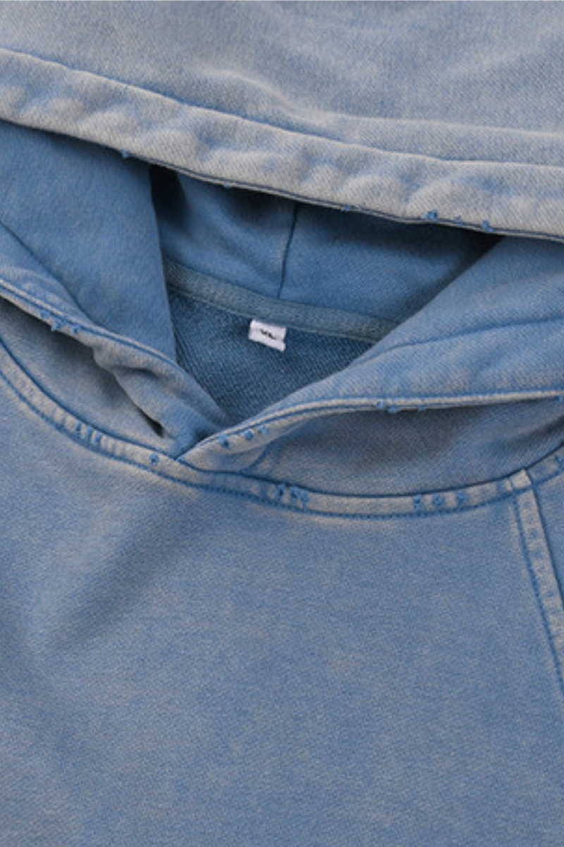 Women's Fall Vintage Washed Raw Hem Crop Boxy Hoodie