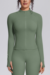 Women's Stand Collar Full Zip Slim Fit Workout Yoga Jacket