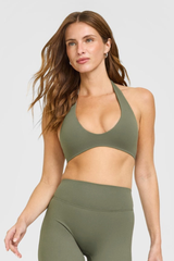 Women's Halter V‑Neck Backless Padded Sports Bra