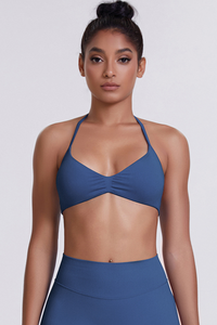 Women's Seamless Pleated Halterneck Sports Bra