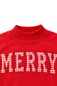 Women's Fall Christmas Letter Embroidery Mockneck Sweatshirt