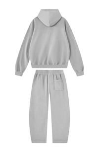 Women's 100% Cotton Fall Washed Hoodie & Curved Sweatpant Set