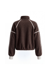 Women's Fall Half Zip Stand Block Drawstring Hem Sweatshirts