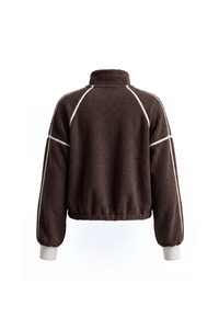 Women's Fall Half Zip Stand Block Drawstring Hem Sweatshirts