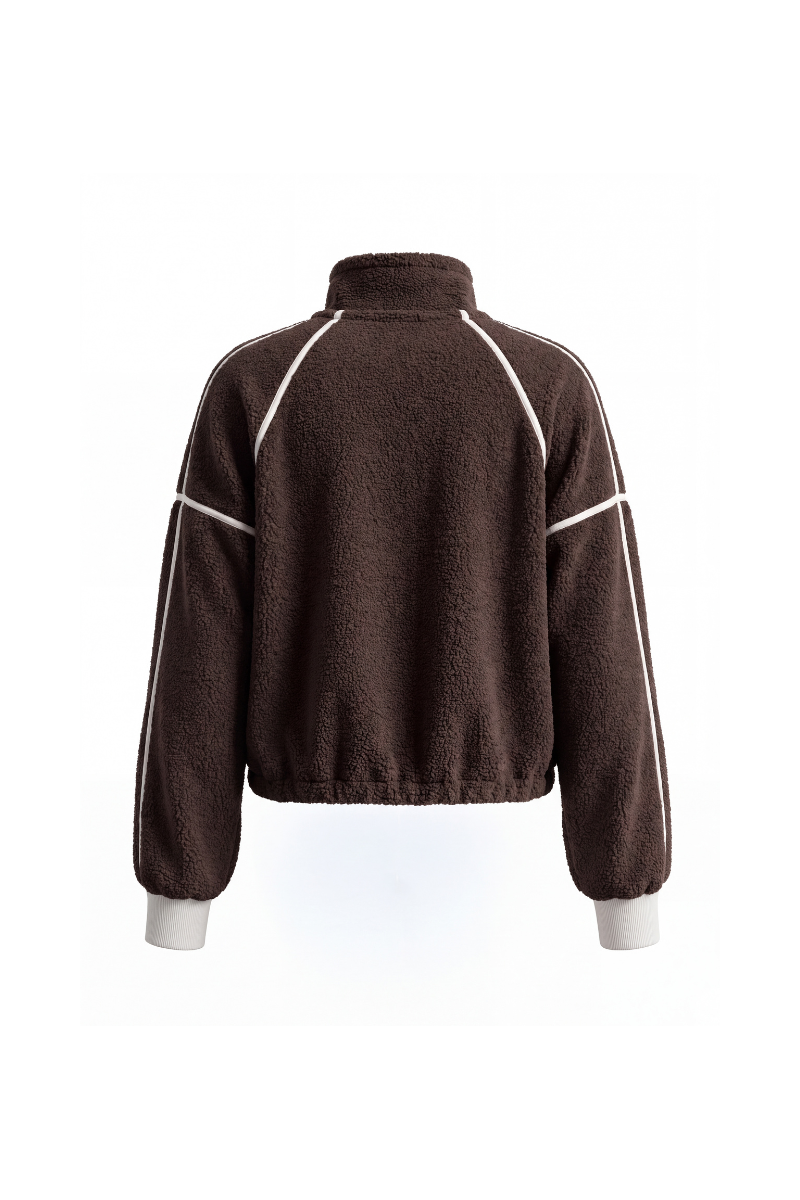 Women's Fall Half Zip Stand Block Drawstring Hem Sweatshirts