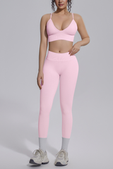 Women's Seamless Triangle Cup Bra&No Front Seam Legings Set
