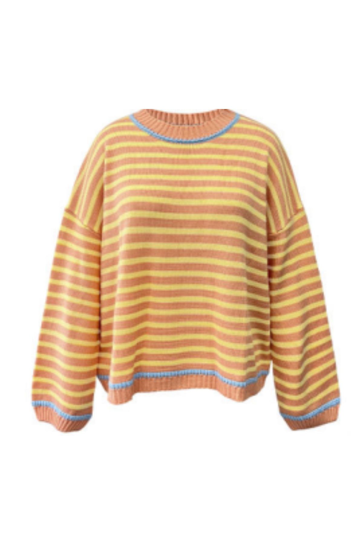 Women’s Winter Boho Striped Contrast Trim Knit Sweater