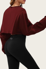 Women's Fall Cropped Drop Shoulder Long Sleeve Top