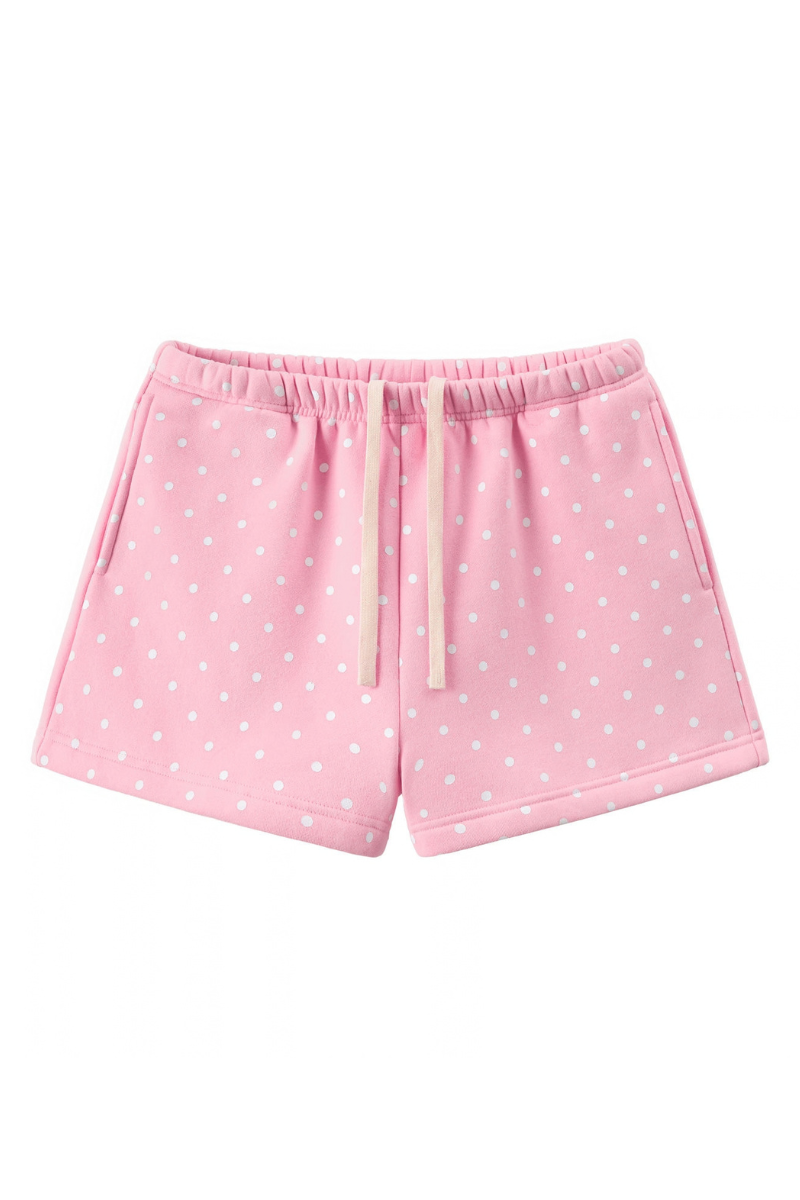 Unisex Fall Polka Dot Elastic Waist Drawstring Casual Shorts