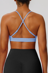 Women's V-Neck Cross-Back Padded Naked Feel Sports Yoga Bra