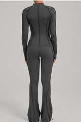 Ladies' zipper long-sleeve two-piece set