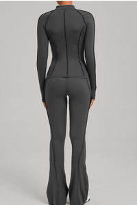 Ladies' zipper long-sleeve two-piece set