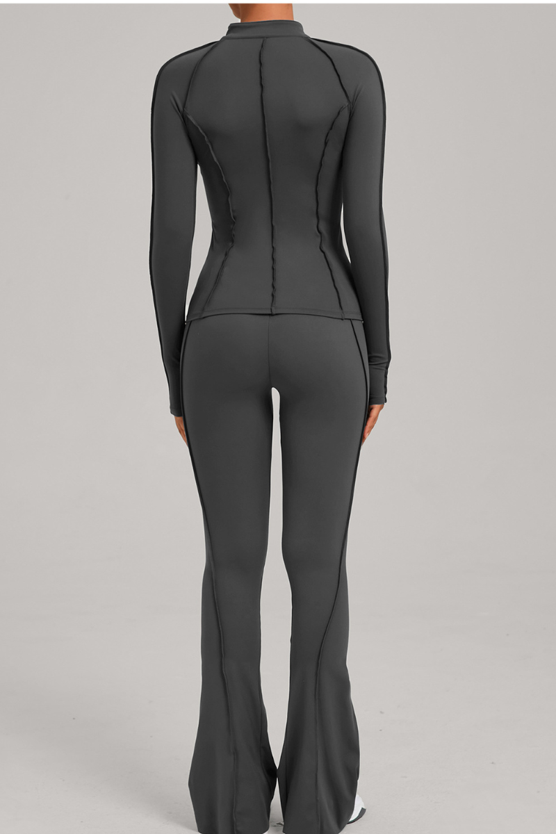 Ladies' zipper long-sleeve two-piece set