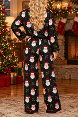 Women's Cute Santa Claus Print Christmas Pajama Set