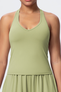 Women’s V-Neck Halter Open-Back Sports Tank