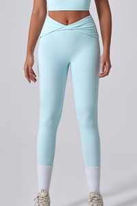 Women's Athletic Twist Cross Waist Yoga Leggings