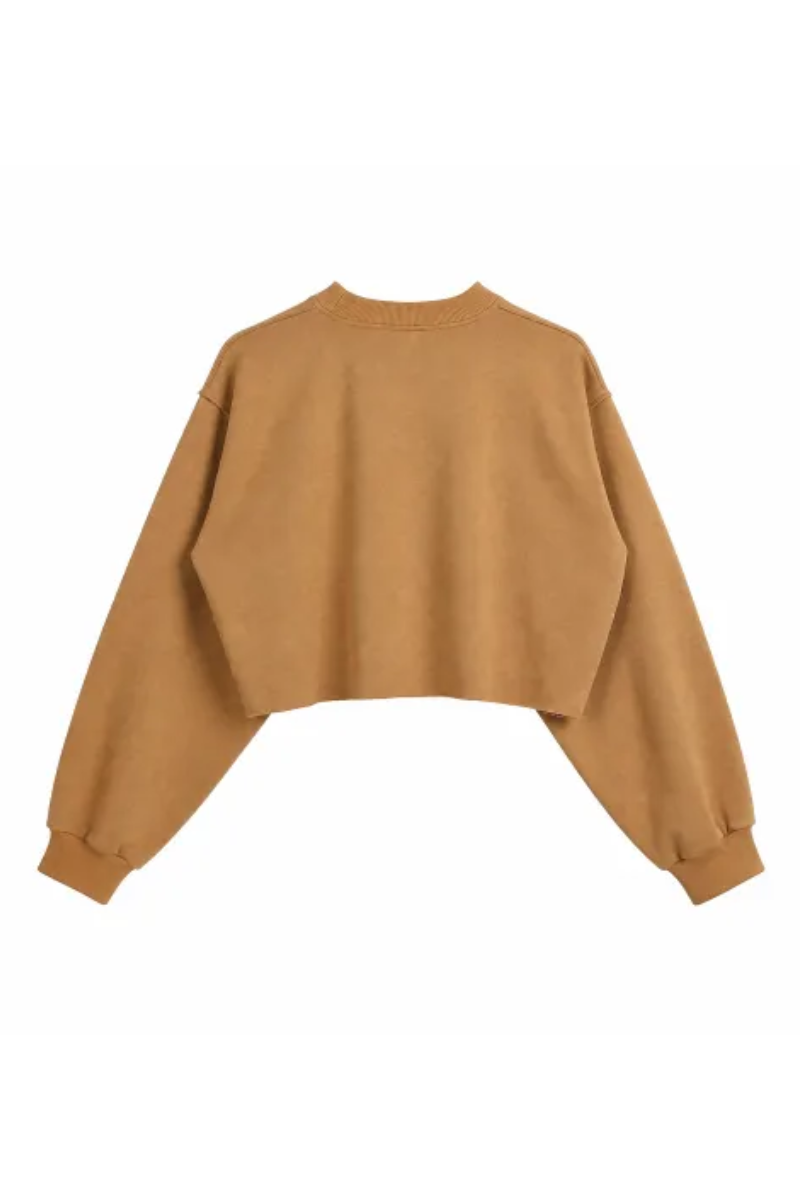 Women Cropped Exposed Seam Sweatshirt