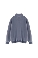 Unisex Fall Vintage Fleece Washed 1/4 Zip Mockneck Sweatshirt