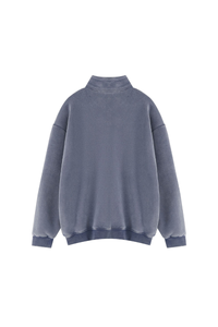 Unisex Fall Vintage Fleece Washed 1/4 Zip Mockneck Sweatshirt