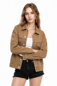 Women's Fall 100% Cotton Oversized Washed Denim Jacket