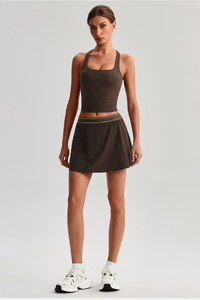 Women's Tennis Set:Cropped Racerback Tank Top& Skort