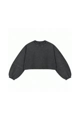 Womens Vintage Washed Cropped Crewneck Sweatshirt