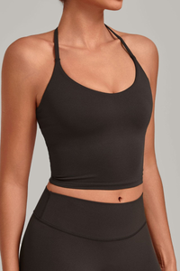 Women’s Athletic Halter Neck Padded Cropped Yoga Tank Top