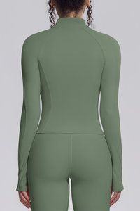 Women's Stand Collar Full Zip Slim Fit Workout Yoga Jacket