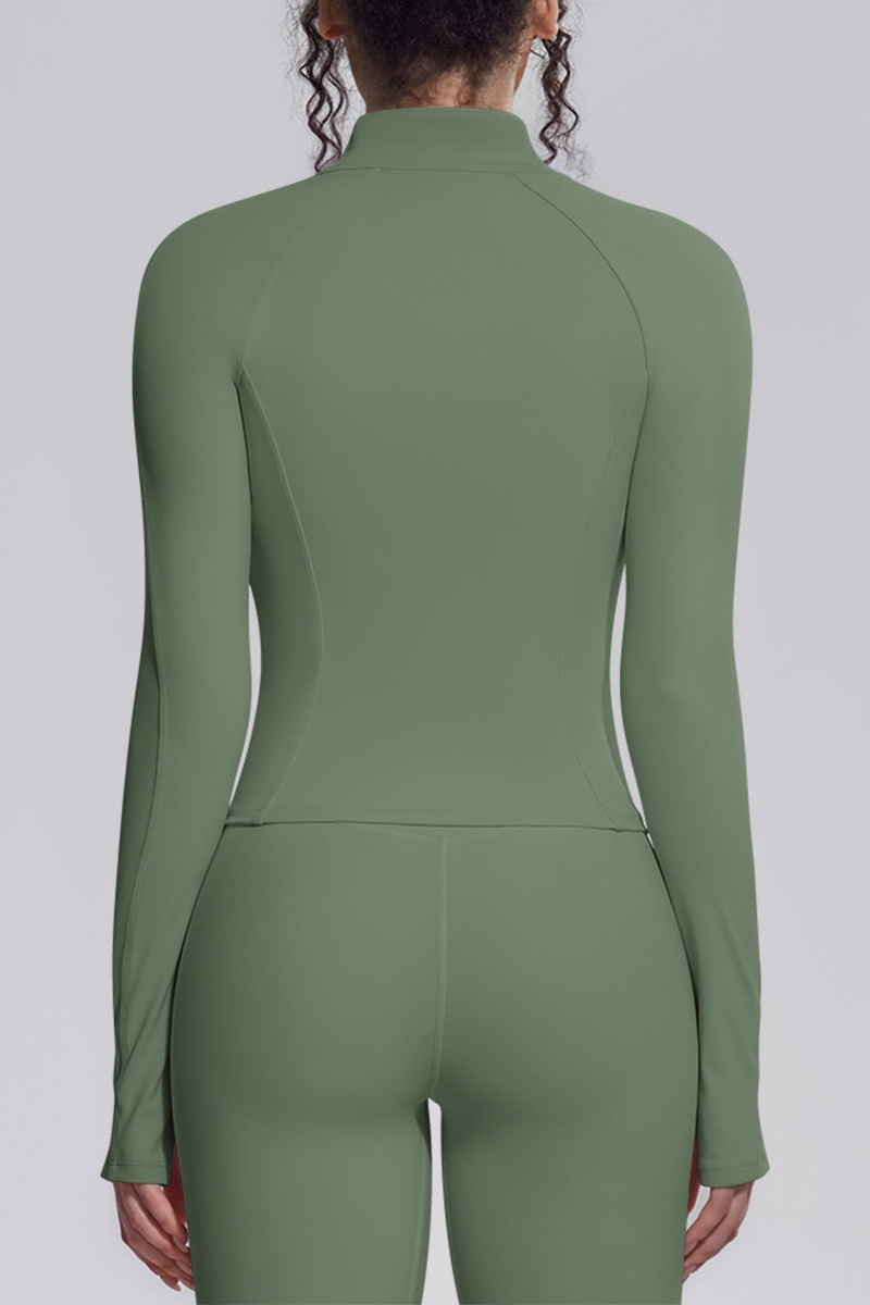 Women's Stand Collar Full Zip Slim Fit Workout Yoga Jacket