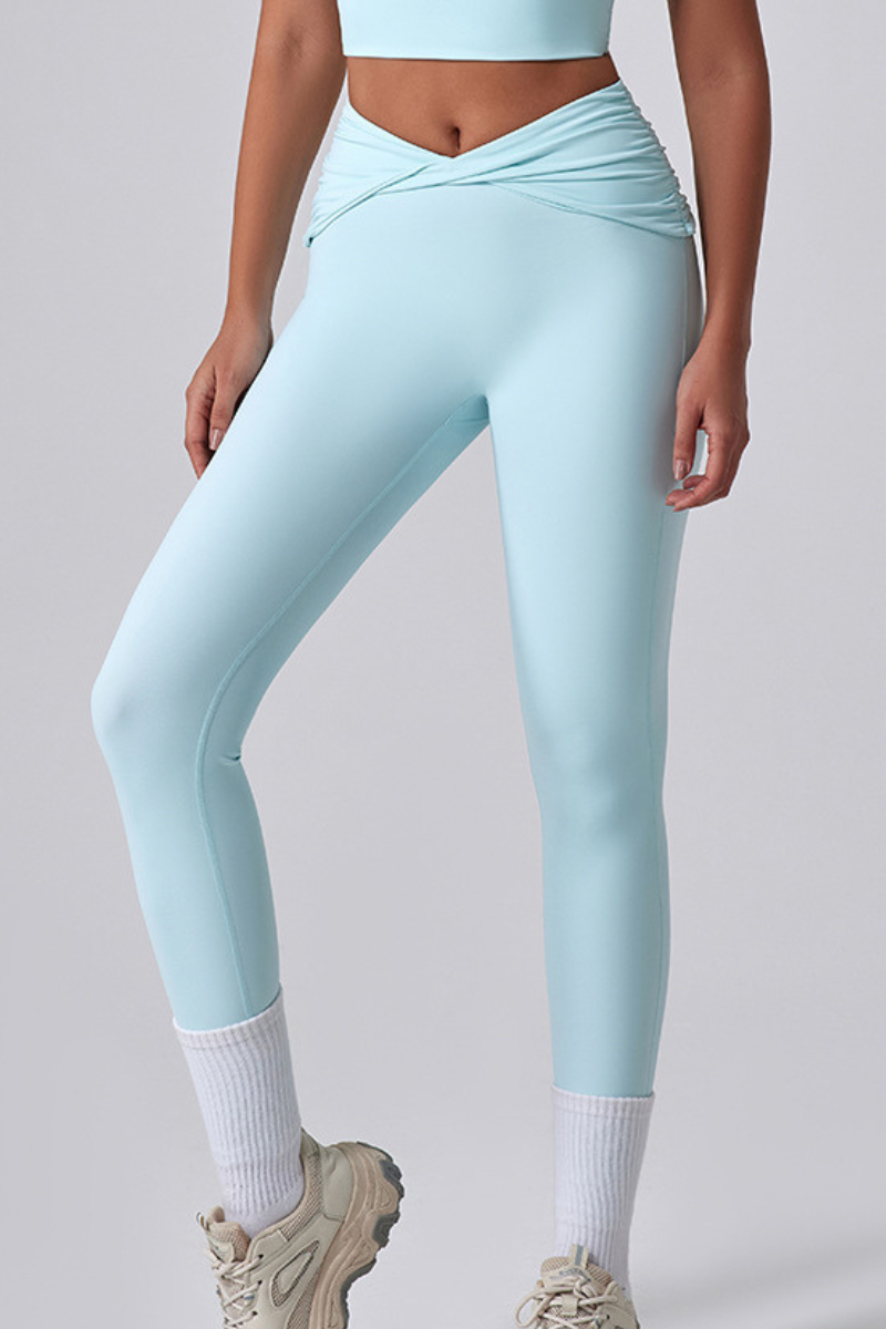 Women's Athletic Twist Cross Waist Yoga Leggings