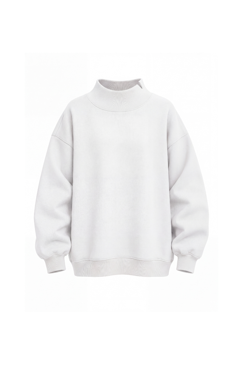 Women's Fall Solid Side-Slit Neckline Mock Neck Sweatshirt