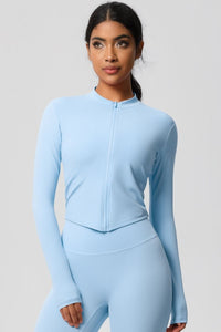 Women's round neck front zipper sports jacket