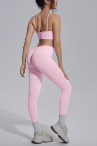 Women's Seamless Triangle Cup Bra&No Front Seam Legings Set