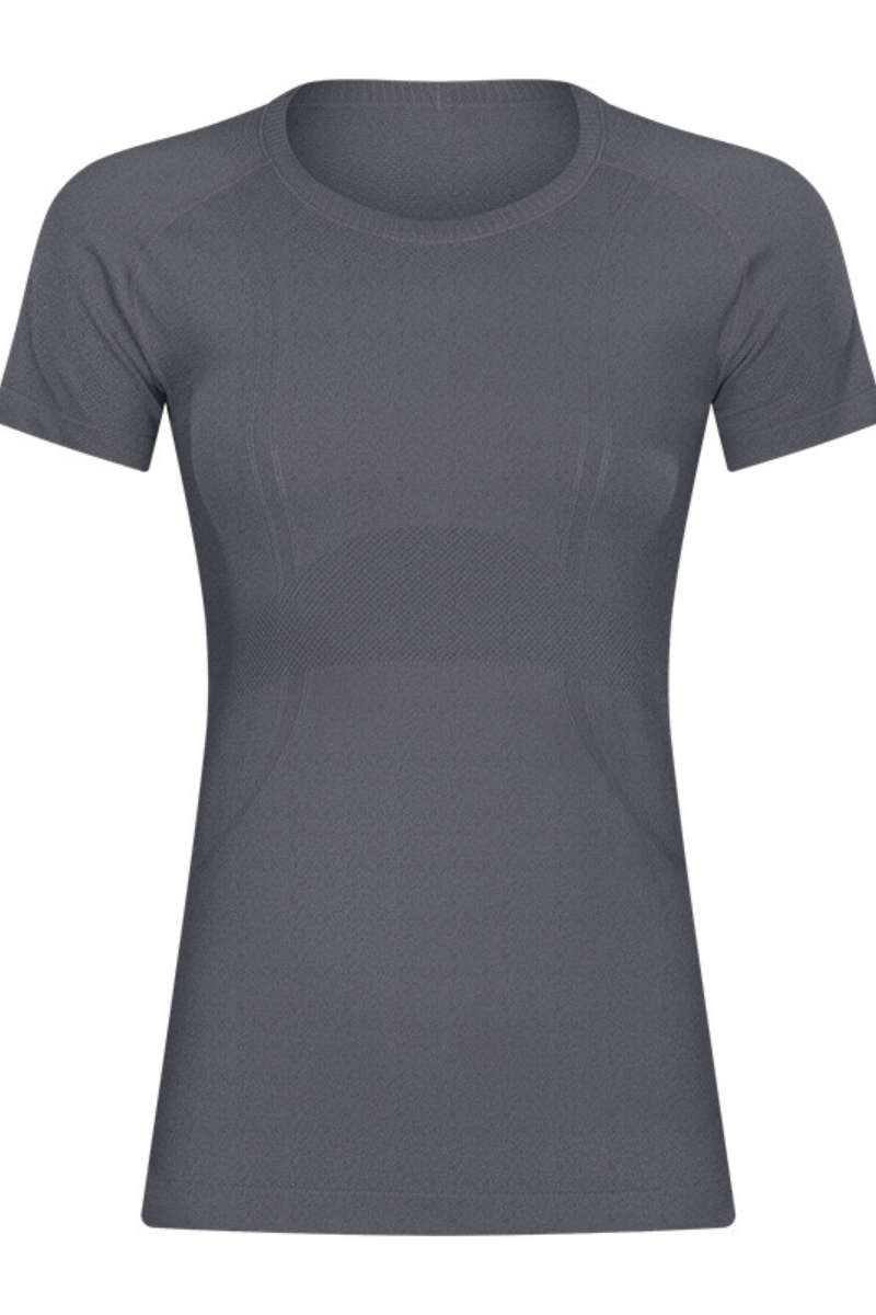 Women Seamless Round Neck Short Sleeve Sport T-Shirt