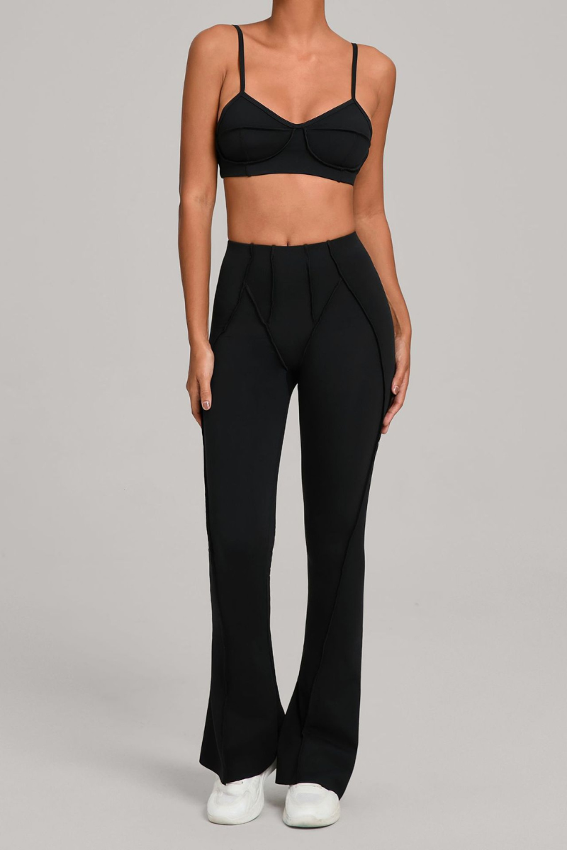 Women's Patchwork Set:Bra And Flare Pants