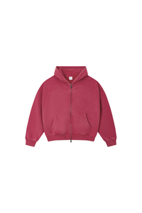 Women Fall 100% Cotton Retro Boxy Two-Way Zip Hooded Jacket