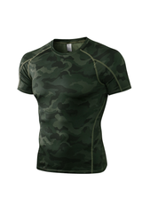 Men's High-Stretch Short Sleeve Camo Print Compression Tee