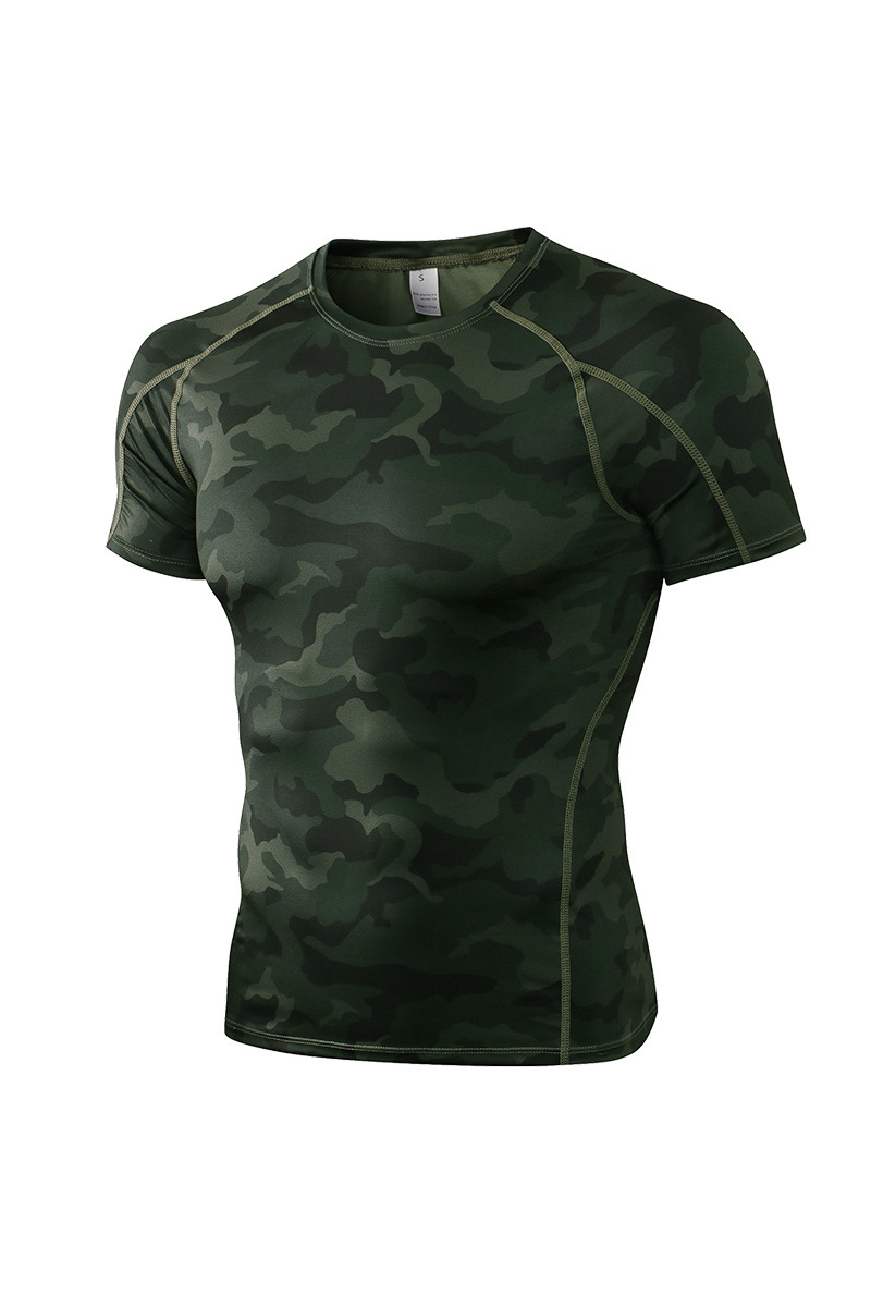 Men's High-Stretch Short Sleeve Camo Print Compression Tee