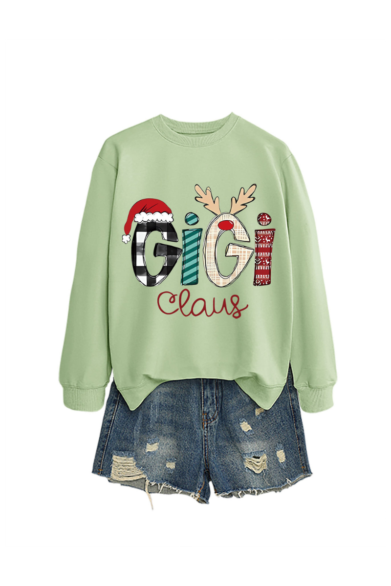 Christmas Print Crew Neck Loose Pullover Sweatshirt