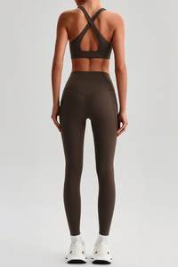 Women's Cross Back Bra & Side Pocket Yoga Leggings Set