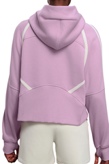 Women's Fall Fleece Varsity Half-Zip Hoodie With Thumb Holes