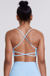 Women's Crisscross Back Spaghetti Straps Quick Dry Sports Bra
