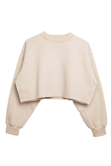 Women Cropped Exposed Seam Sweatshirt