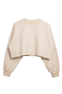 Women Cropped Exposed Seam Sweatshirt