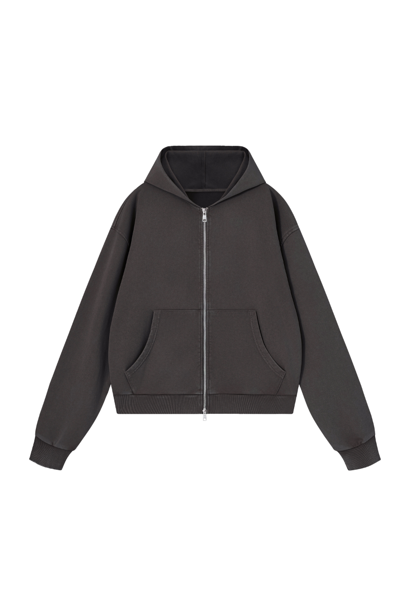 Unisex Fall Washed Vintage Boxy  Comfort Color Hooded Jacket