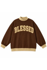Women's Fall Custom Polka Dot Embroidery Mockneck Sweatshirt
