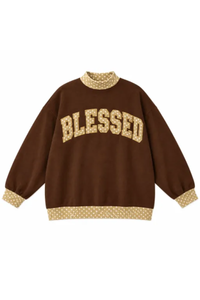 Women's Fall Custom Polka Dot Embroidery Mockneck Sweatshirt